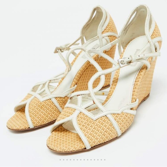 PRADA Wedge Sandals Straw / Raffia - Size 41 - Picture 3 of 16